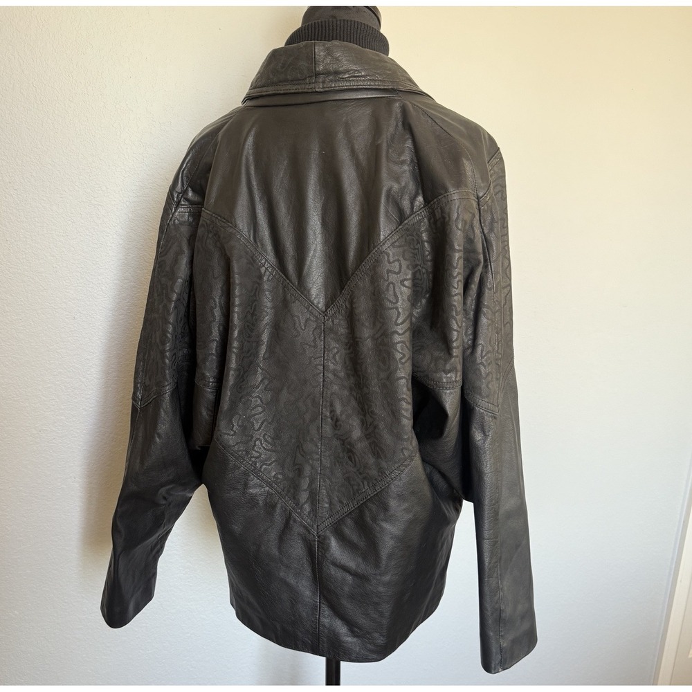 VTG 80s Switzer's Genuine Leather‎ Blazer Jacket Women's M Black Oversized
